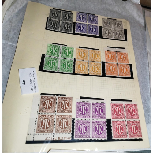 571 - 2 Pages Of German Stamps In Blocks