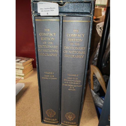 6 - Compact Edition Of Dictionary National Biography, With Magnifying Glass, 2 Vol Book Set In Slipcase