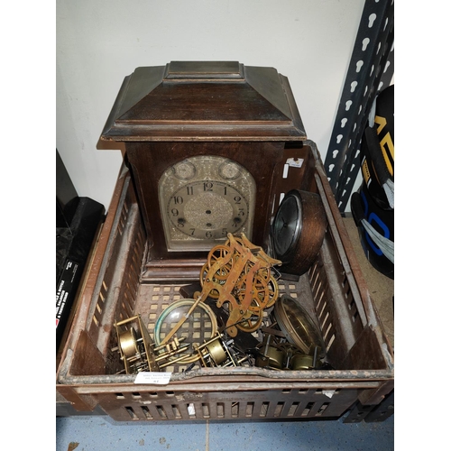 61 - Box Of Clock Movements And One Clock Etc