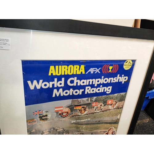 85 - Large Framed Aurora Afx World Championship Motor Racing Advertising Scalextrics, James Hunt, Nicky L... 