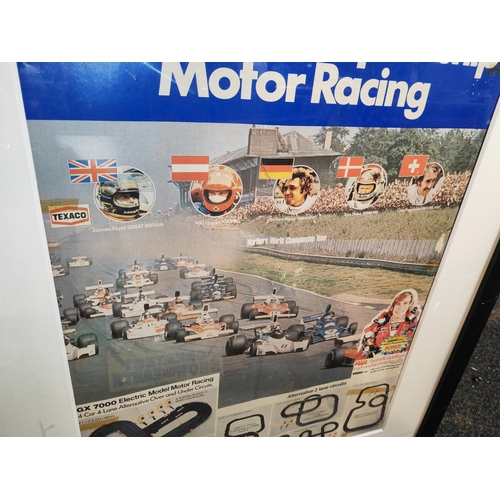 85 - Large Framed Aurora Afx World Championship Motor Racing Advertising Scalextrics, James Hunt, Nicky L... 