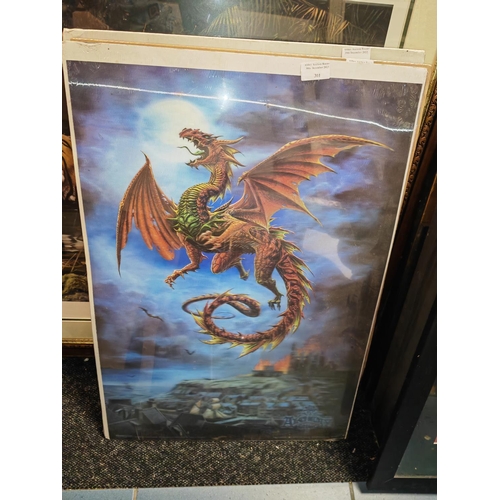 229 - Large 3D Picture Of A Dragon