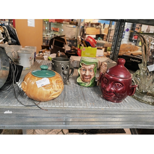 450 - 2 Preserve Pots Onion And Beetroot One Royal Norfolk Plus A Dusty Bin Mug No Lid And Character Jug