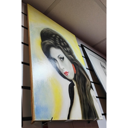 114 - Genuine Painting Of Jazz Singer Amy Winehouse