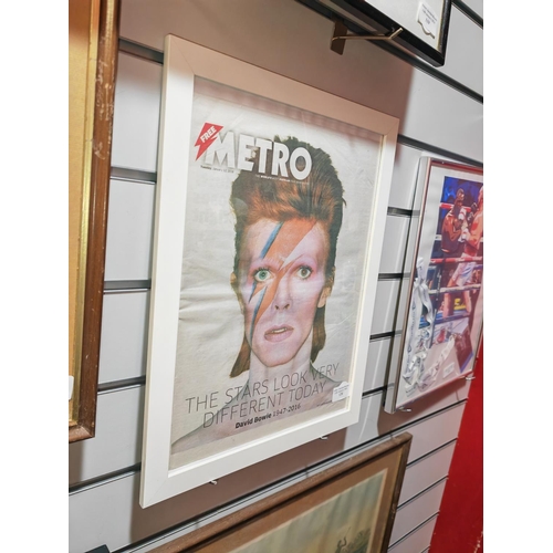 120 - Framed Metro Newspaper Cut Out Of David Bowie