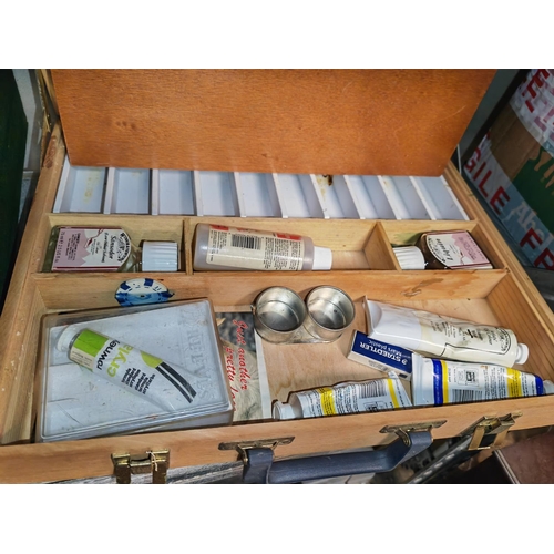 247 - Artist Box With Palette, Tubes Of Paint And Others Including Windsor & Newton Oils