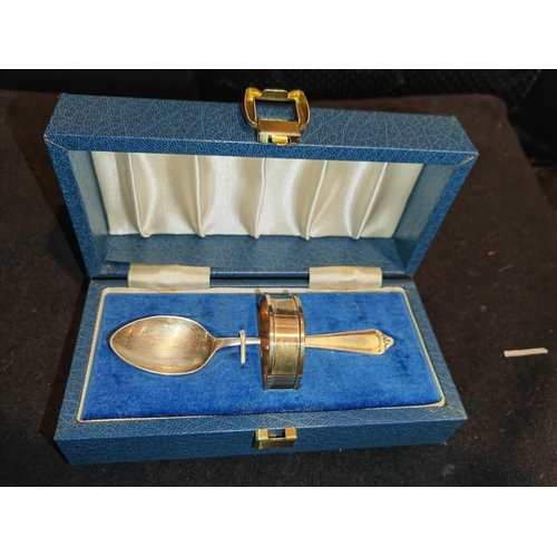 273 - Silver Napkin Ring And Spoon Set In Box