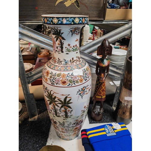 422 - Large Indian Patterned Vase Marked To Base