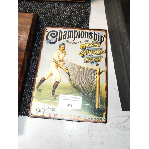 481 - Small Modern Championship Lawn Tennis Tin Sign