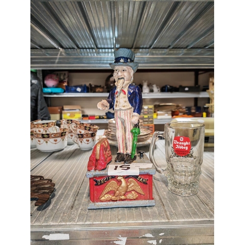 490 - Cast Iron Uncle Sam Money Box