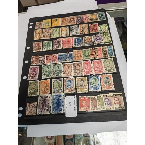 545 - Page Of Siam (Thailand) Stamps - Selection Of 60 Siamese Stamps, Mostly Pre Ww2