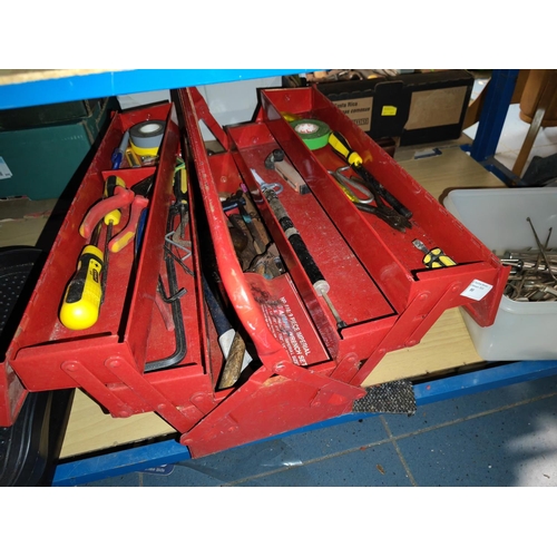 80 - Metal Cantilever Tool Box With Some Tools