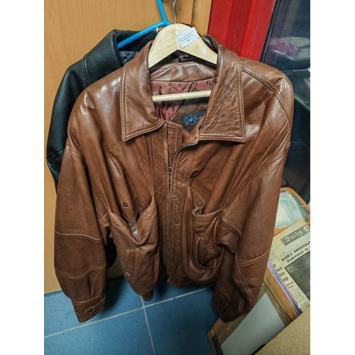 14 - 2 Leather Jackets 1 Brown Sports Zone 1 Black Rja Army Corps