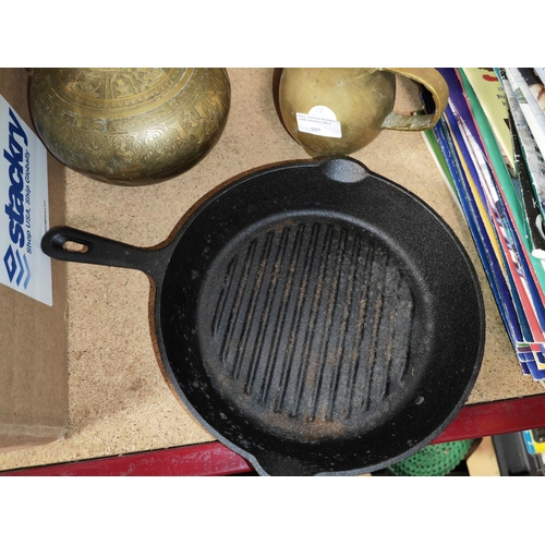 210 - Selection Of White Enamel Plates Plus A Used L'Epirure Cast Iron Frying Pan