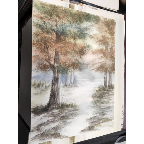 426 - 3 Folders Of Watercolour Paintings By Various Artists