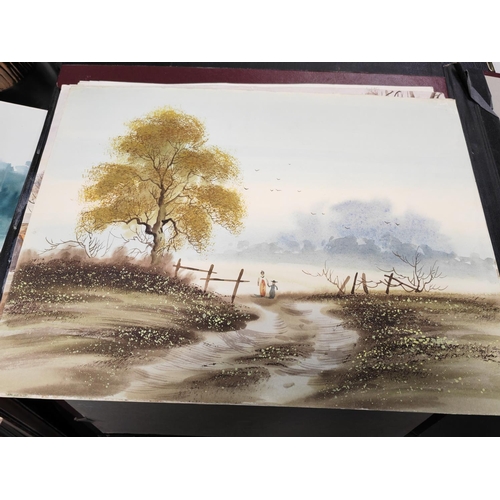 426 - 3 Folders Of Watercolour Paintings By Various Artists