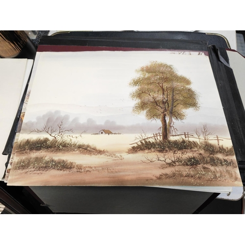 426 - 3 Folders Of Watercolour Paintings By Various Artists