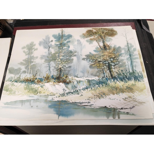 426 - 3 Folders Of Watercolour Paintings By Various Artists