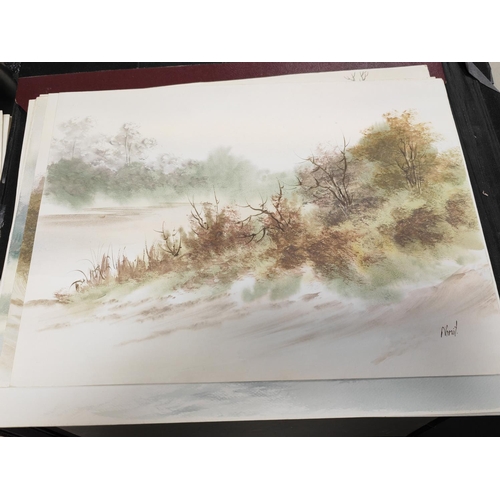 426 - 3 Folders Of Watercolour Paintings By Various Artists