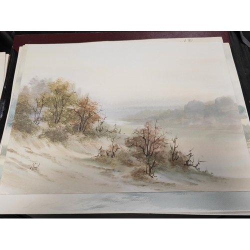 426 - 3 Folders Of Watercolour Paintings By Various Artists