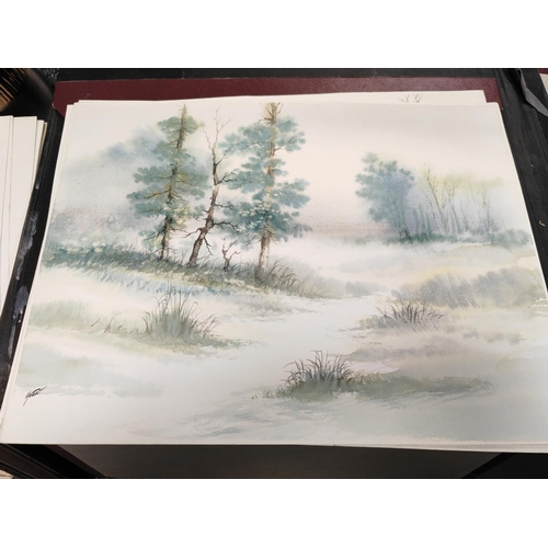 426 - 3 Folders Of Watercolour Paintings By Various Artists