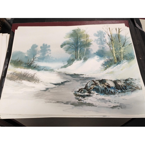 426 - 3 Folders Of Watercolour Paintings By Various Artists