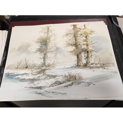 426 - 3 Folders Of Watercolour Paintings By Various Artists