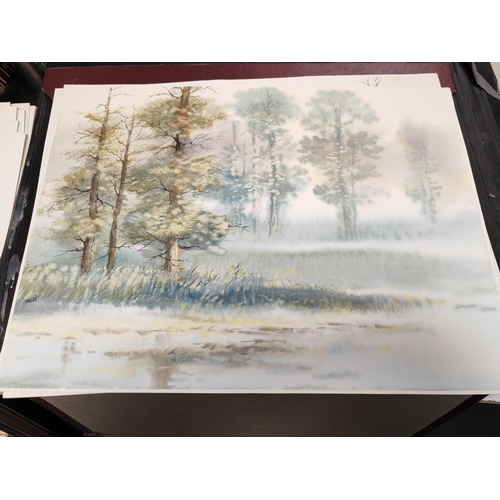 426 - 3 Folders Of Watercolour Paintings By Various Artists