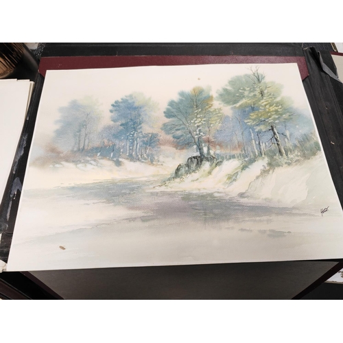 426 - 3 Folders Of Watercolour Paintings By Various Artists