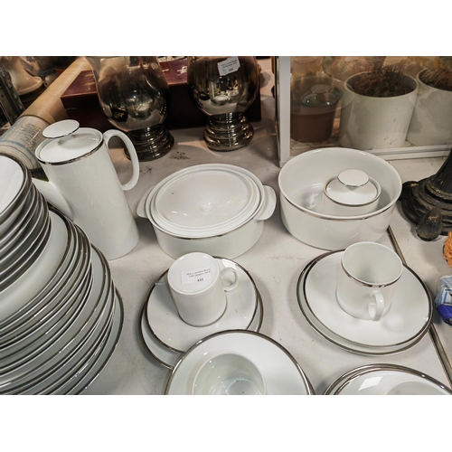 441 - Thomas German White With Silver Rim Patterned Dinner/Teaset