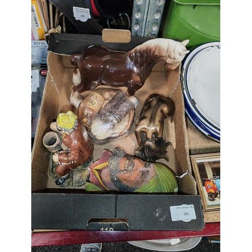 201 - Box Of Assorted Including A China Horse