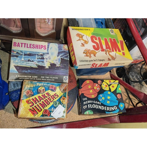 268 - 4 Vintage Games Slam, Battleships + Shake Numbers, The Merry Game Of Floundering