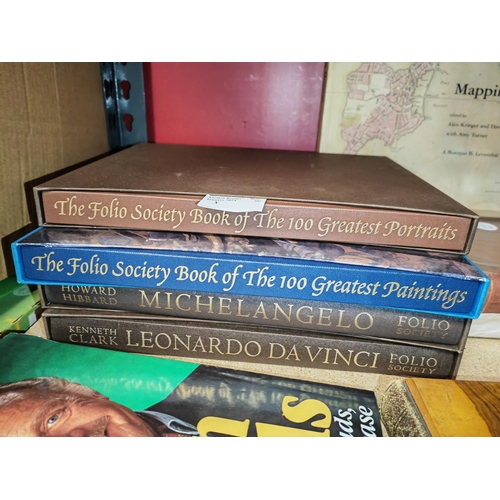 3 - 4 Large Format Folio Society Art Books Including Michelangelo, Vinci, Paintings And Portraits