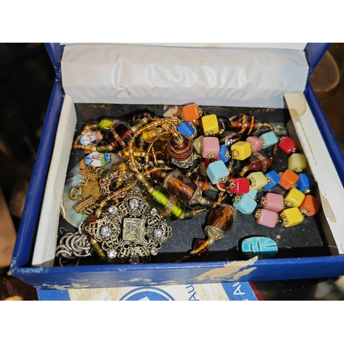 313 - Blue Box Of Mixed Jewellery