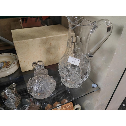 436 - Cut Glass Water Jug And Oil Bottle