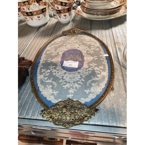 501 - Dressing Table Tray Glass With Lace Inside