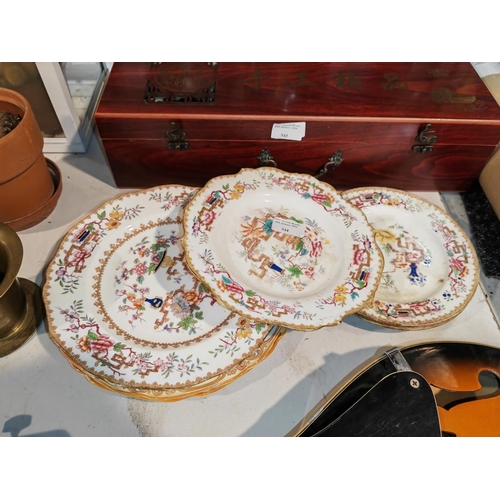 544 - 4 Minton Chinese Garden Plates + 2 Royal Ducal Hunting Scene Plates