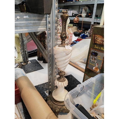 549 - Marble And Brass Lamp, One Foot Is Missing From Base