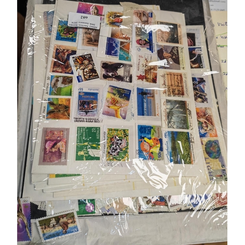 602 - Bag Of Australian Stamps On Card And Loose In Envelope