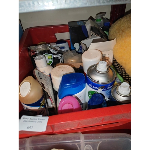 657 - Large Crate Of Cleaning Items Etc