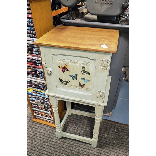 715 - Shabby Chic Upcycled Pot Cupboard With Butterflies 84Cm Tall