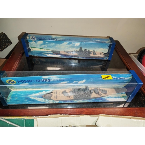 147 - Small Crate Of 4 Minic Ships In Packaging