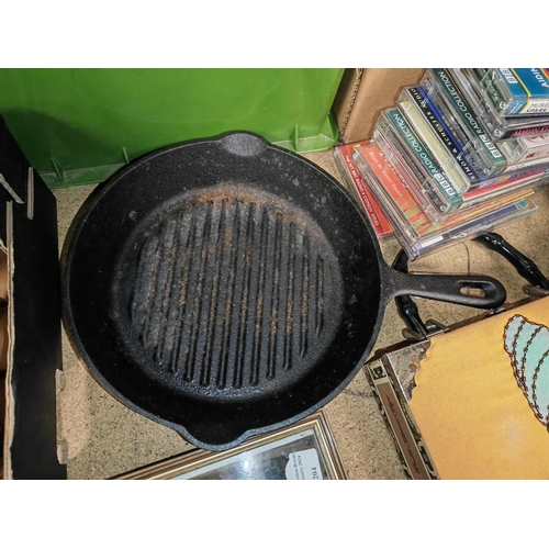 203 - Selection Of White Enamel Plates Plus A Used L'Epirure Cast Iron Frying Pan