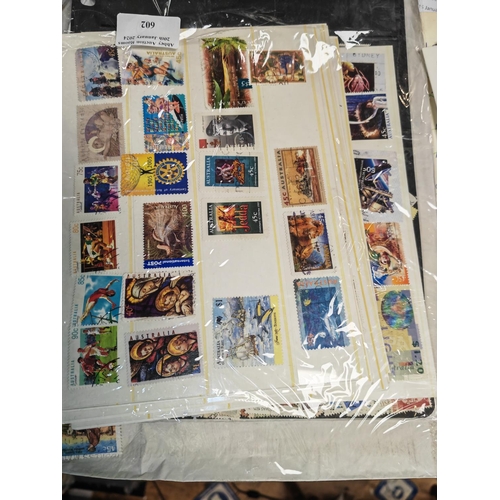 602 - Bag Of Australian Stamps On Card And Loose In Envelope