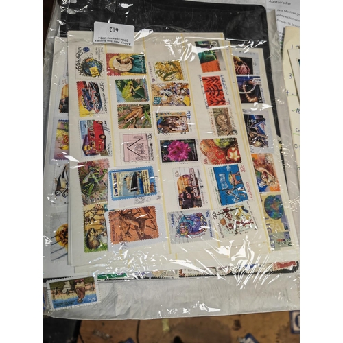 602 - Bag Of Australian Stamps On Card And Loose In Envelope