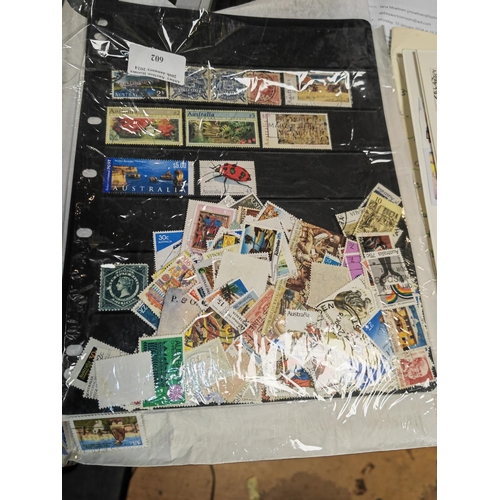 602 - Bag Of Australian Stamps On Card And Loose In Envelope