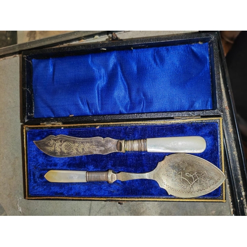 383 - Boxed Mother Of Pearl Handled Fork And Spoon Set