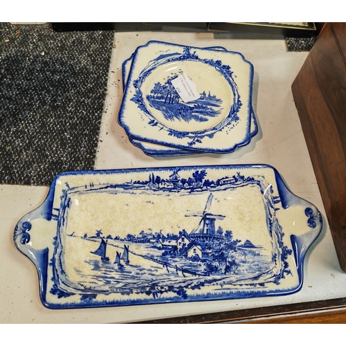 434 - Blue And White Royal Doulton Part Sandwich Plate Set