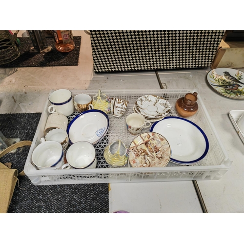 471 - Tray Of Various Bits Of China Including Commemorative