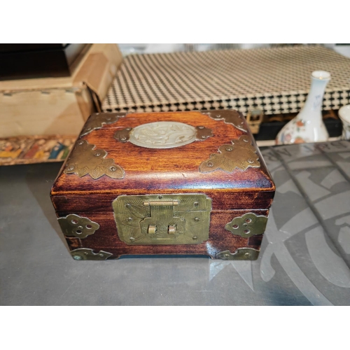 500 - Jade Inlaid Hardwood Chinese Box